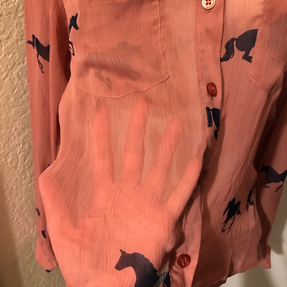 NEW Forever 21 button up blouse with horse patterns - Picture 6 of 11